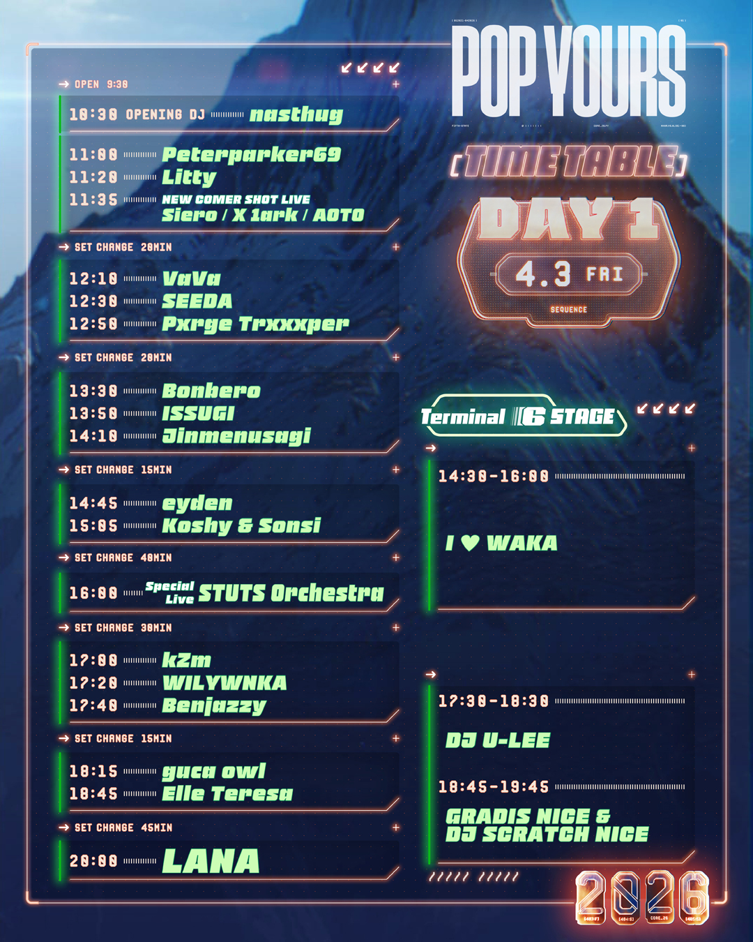 POP YOURS 2026』のタイムテーブルが発表 | スペースシャワーSKIYAKI